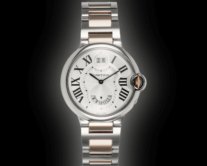 Cartier Ballon Bleu 42mm Steel &amp; Rose Gold Dual Time Zone Watch — W6920027