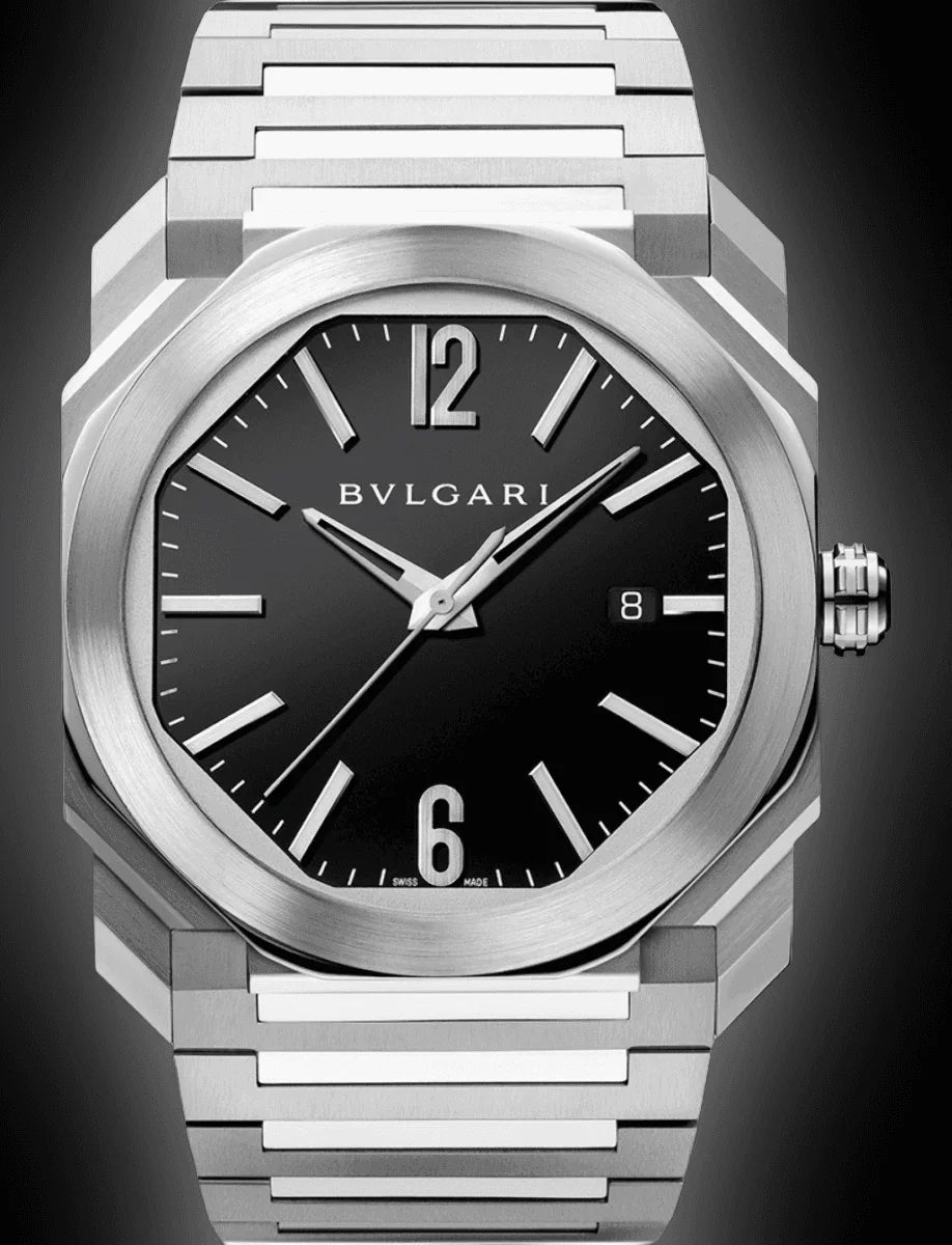 Bvlgari Octo Roma Automatic Men’s Watch – Black Dial & Stainless Steel Bracelet | Swiss Luxury Timepiece - The Arabian Watches